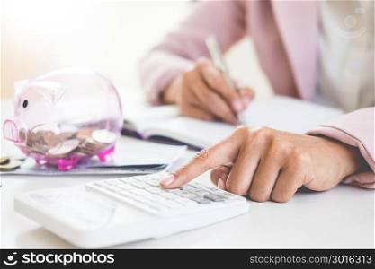 business man counting money at the table, accounting concept