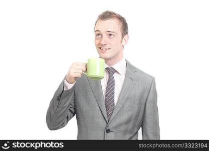 Business man drinking his coffee