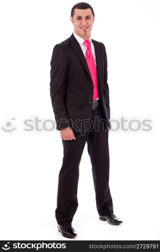 Business man fully dressed and ready to office in a white isolated background