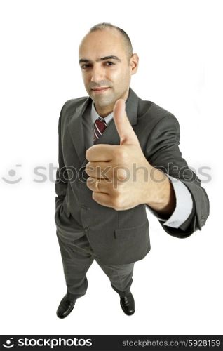 business man going thumbs up, isolated on white