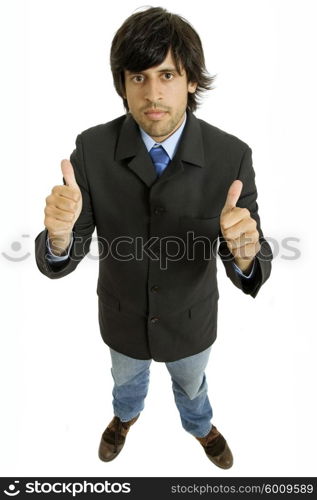 business man going thumbs up, isolated on white