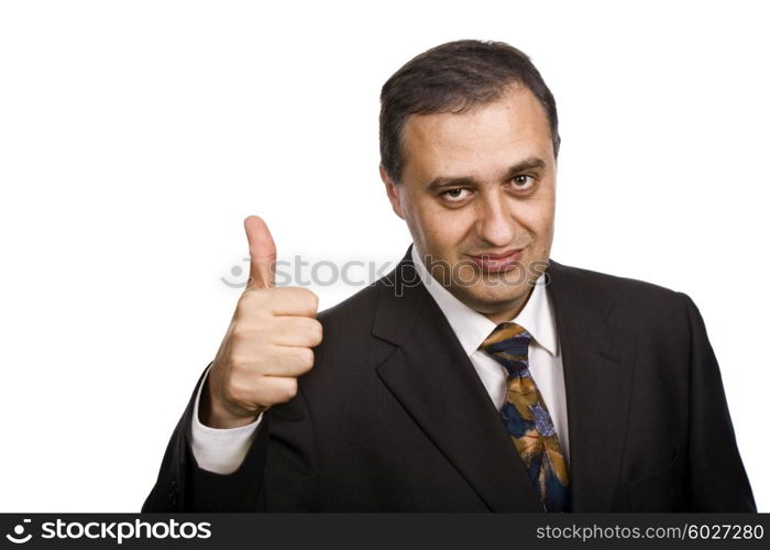 business man going thumbs up, isolated on white