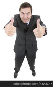 business man going thumbs up, isolated on white