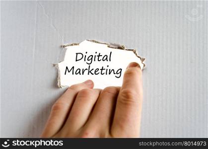 Business man hand writing digital marketing