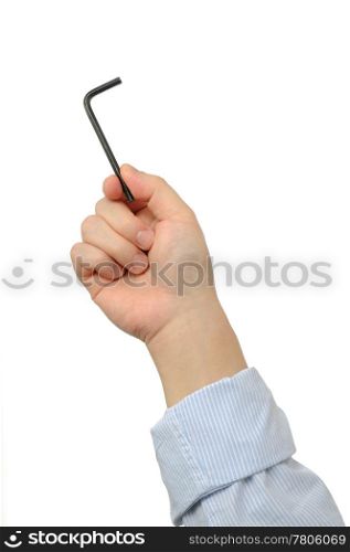 Business man holding a key tool