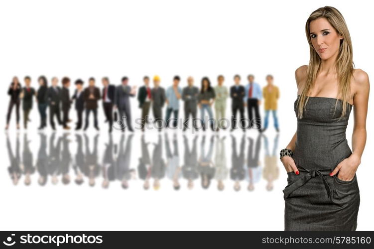 business man in front of a group of people