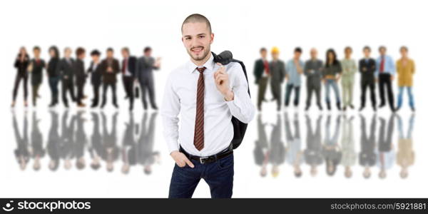 business man in front of a group of people