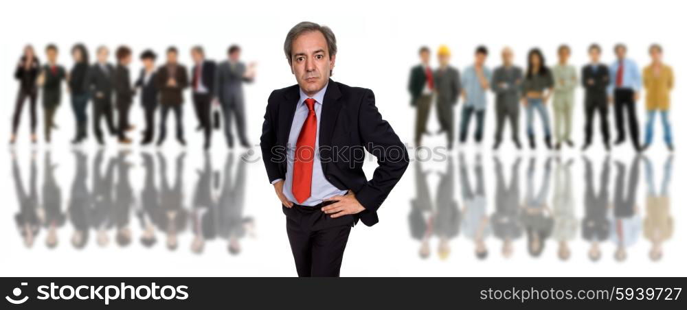 business man in front of a group of people