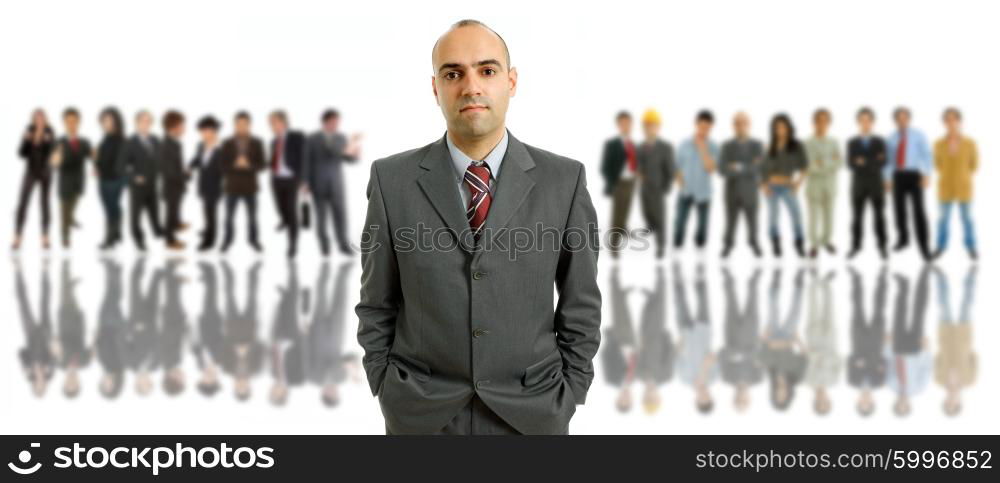 business man in front of a group of people