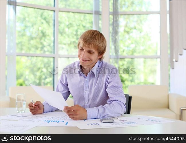business man in office working with papers