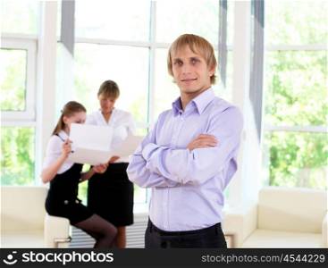 business man in office working with papers