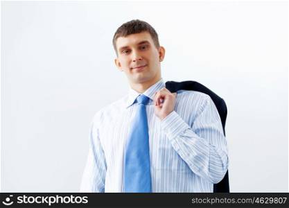 Business man in suit smiling. Image of handsome businessman smiling wearing business suit
