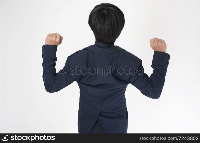 Business man is stretch on white background