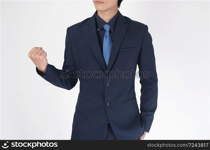Business man is successful on white background