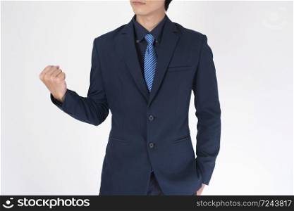 Business man is successful on white background