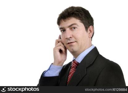 business man on the phone in white background