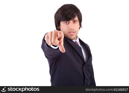 Business man, pointing forward - focus on finger