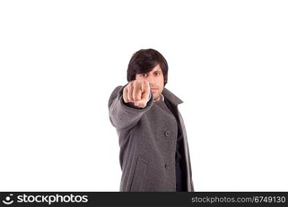 Business man, pointing forward - focus on finger