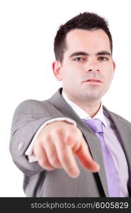 Business man, pointing forward - isolated