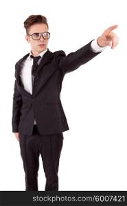 Business man, pointing forward - isolated