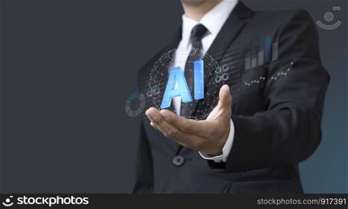 Business man select A.I. (Artificial Intelligence) for company management