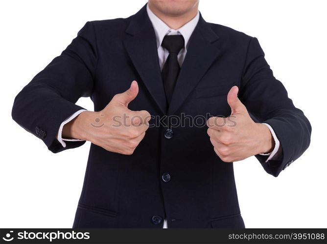 business man showing thumbs up gesture isolated on white background