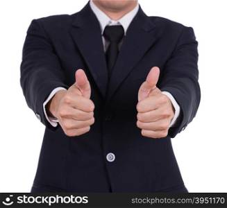 business man showing thumbs up gesture isolated on white background