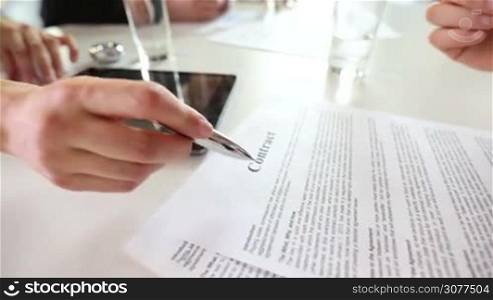 Business man sign contract at meeting in office