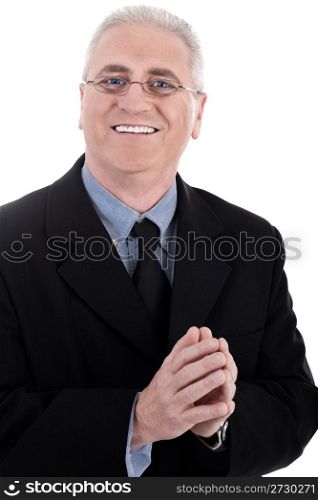 business man smiling on isolated white background