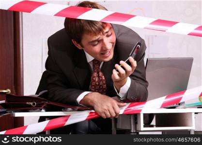 Business man talking on mobile phone