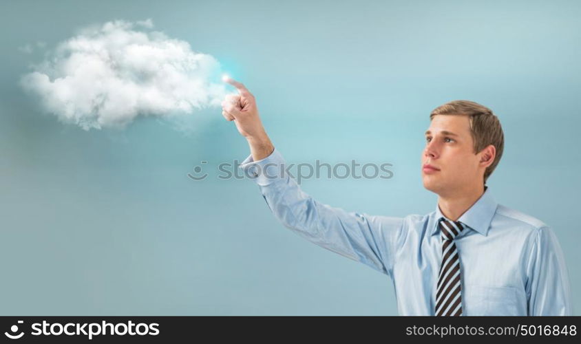 Business man using cloud services