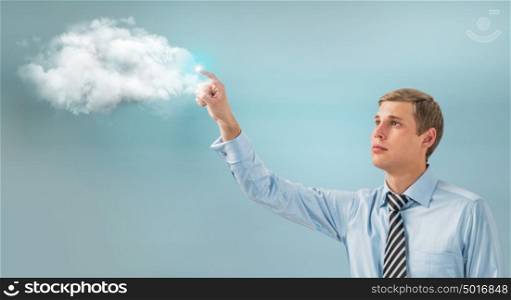 Business man using cloud services