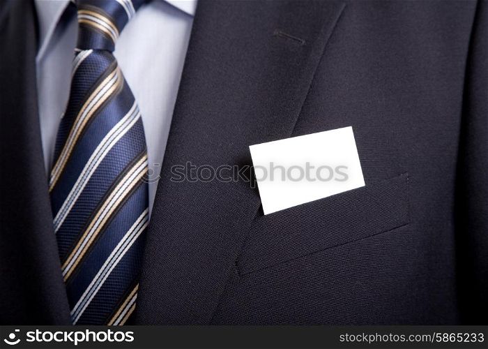 business man with business card in the pocket