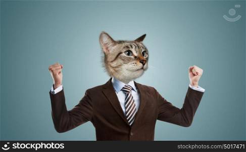 Business man with cat head