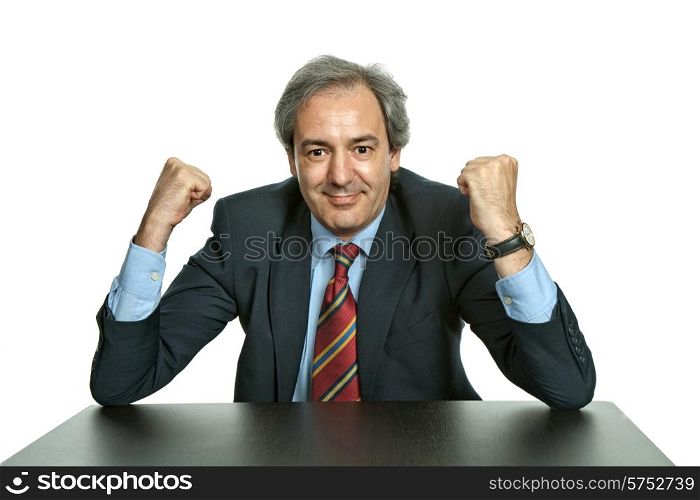 business man with open arms, isolated on white