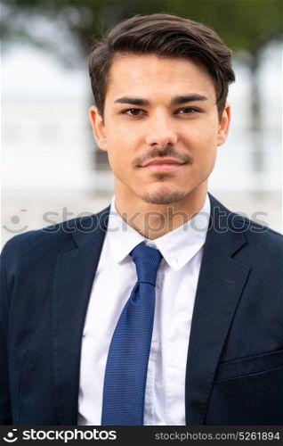 Business man with suit in outdoor ambient