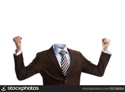 Business man without a head isolated on white background