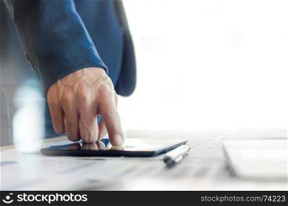 business man working on tablet