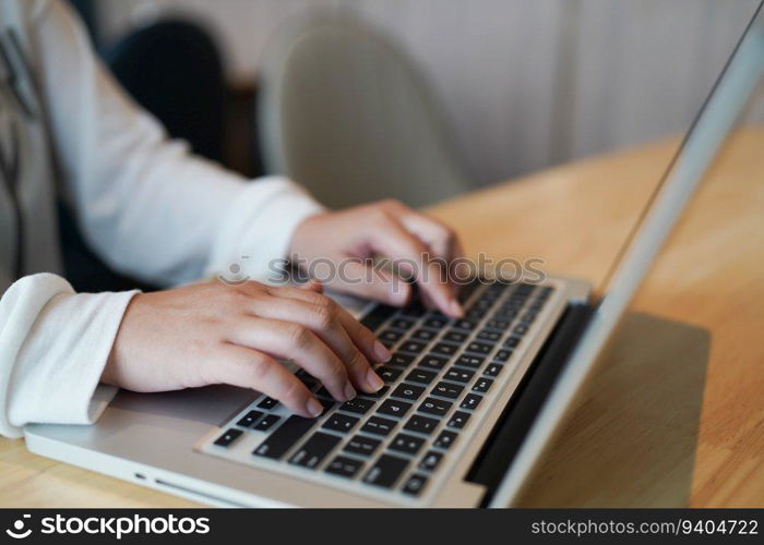 Business man working with laptop. Young business man thinking Concentrated at work