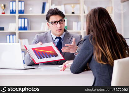 Business meeting between businessman and businesswoman