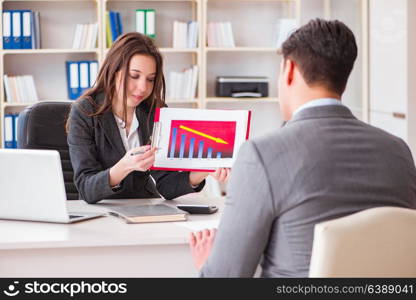 Business meeting between businessman and businesswoman