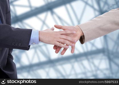 Business men hand shake at the office