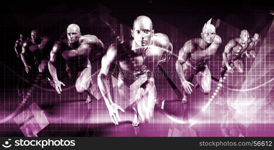 Business Men Running Technology Abstract Background Art. Business Men Running