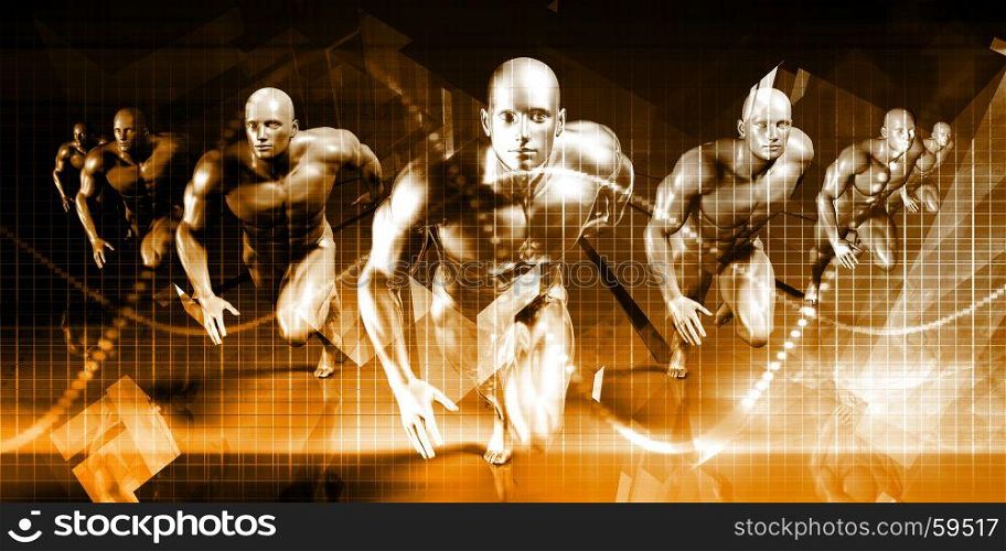 Business Men Running Technology Abstract Background Art. Business Men Running
