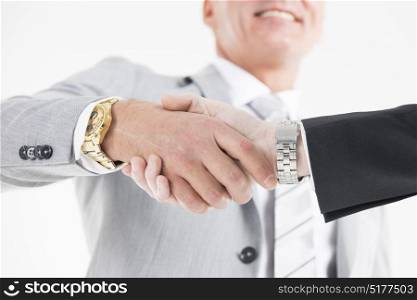 Business men shaking hands. Confident business men shaking hands with each other. Close-up view of the hands of a businessman in formal wear