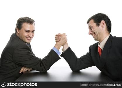 business men shaking hands, isolated on white