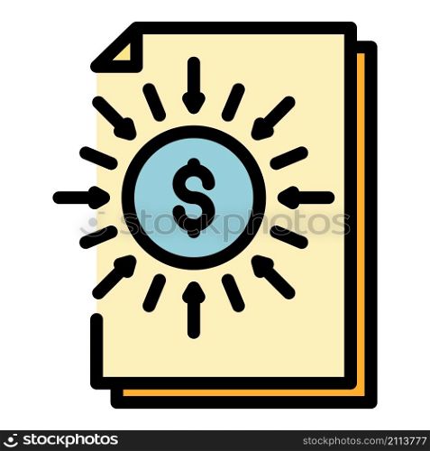 Business money report icon. Outline business money report vector icon color flat isolated. Business money report icon color outline vector