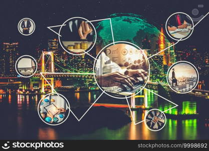 Business network web banner photo set in concept of management and growth by using corporate teamwork and people networking skills .. Business network web banner photo set in concept of management and growth