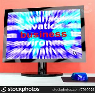 Business On Computer Showing Commerce And Trade. Business On Computer Shows Commerce And Trade
