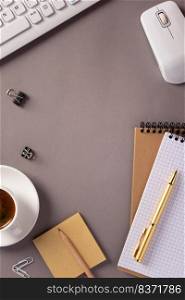 Business or student workplace and stationary supplies at table background. Study learning concept idea